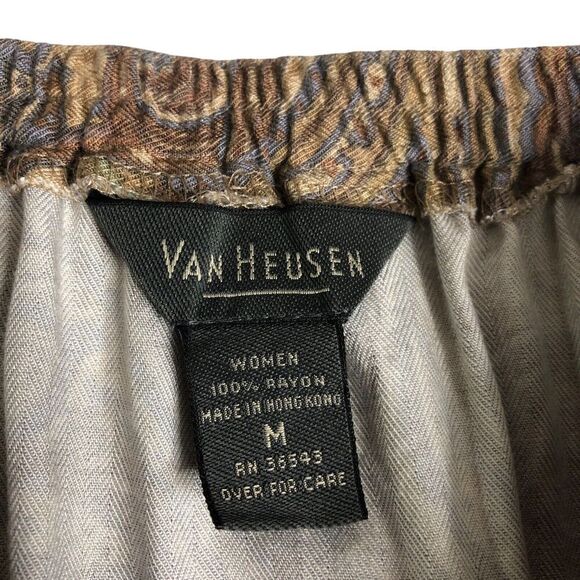 Vintage Van Heusen Skirt Womens M Paisley Wrap Front Button Rayon Neutral Boho - Picture 10 of 16